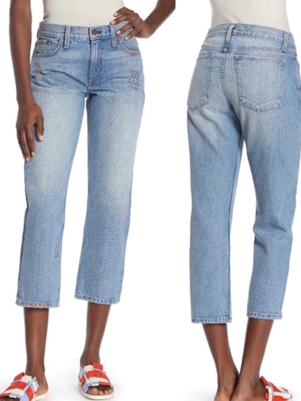Alice + Olivia AO.LA Amazing Scott Boyfriend Jeans Embroidered Size 28